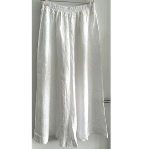 100% Linen White Wide Leg Pants